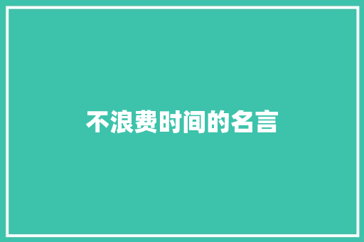 不浪费时间的名言