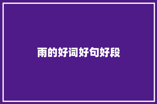 雨的好词好句好段