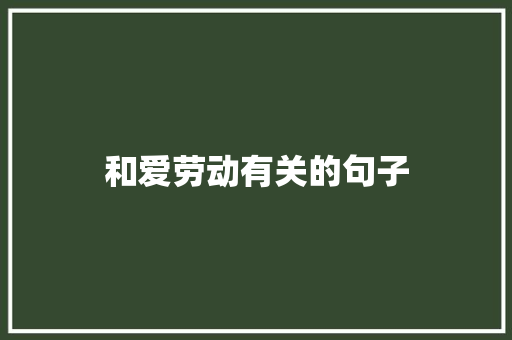 和爱劳动有关的句子