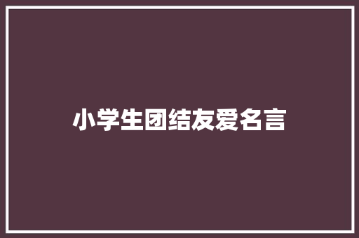 小学生团结友爱名言