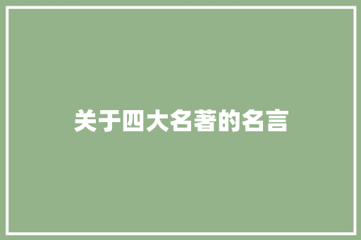 关于四大名著的名言