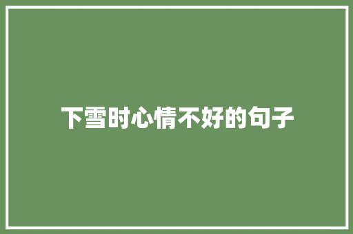下雪时心情不好的句子