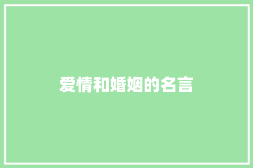 爱情和婚姻的名言