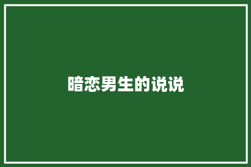 暗恋男生的说说