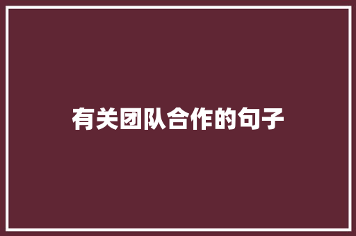 有关团队合作的句子