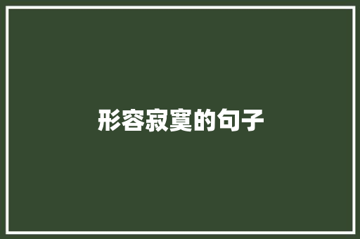 形容寂寞的句子