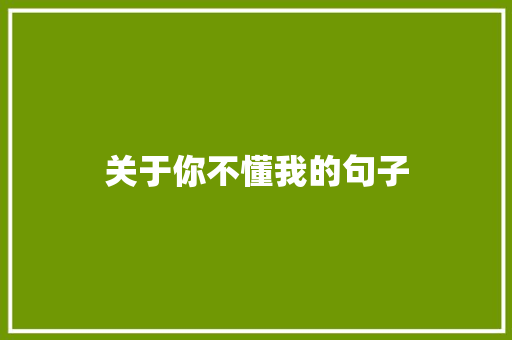 关于你不懂我的句子 知识百科
