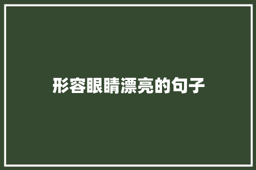 形容眼睛漂亮的句子