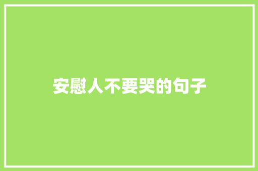 安慰人不要哭的句子