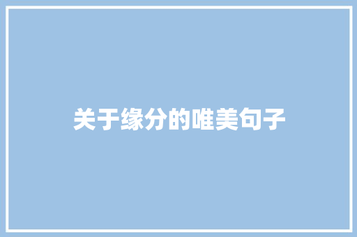 关于缘分的唯美句子