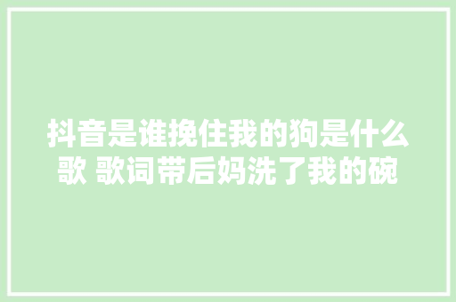 抖音是谁挽住我的狗是什么歌 歌词带后妈洗了我的碗歌名介绍