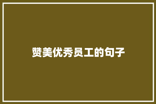 赞美优秀员工的句子