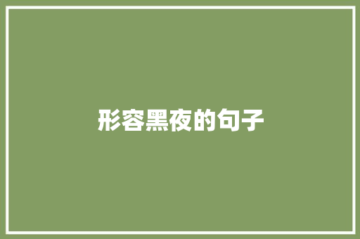 形容黑夜的句子