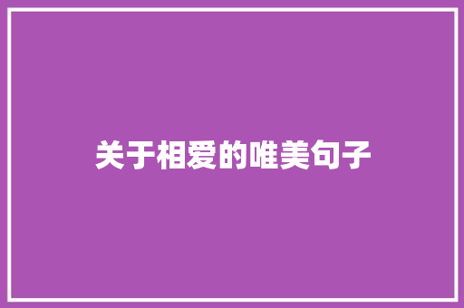 关于相爱的唯美句子