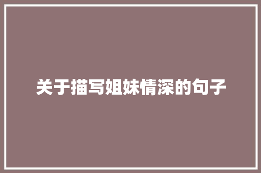 关于描写姐妹情深的句子