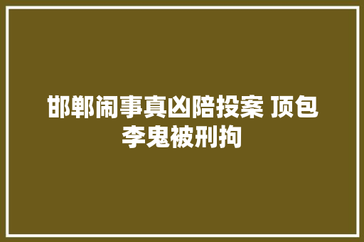 邯郸闹事真凶陪投案 顶包李鬼被刑拘 汽车知识