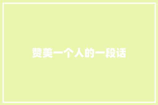 赞美一个人的一段话