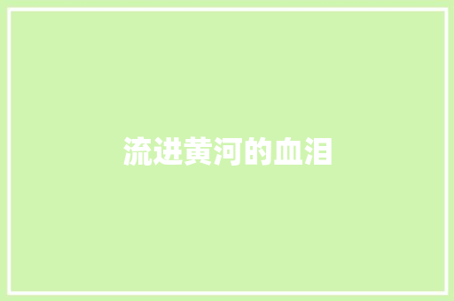 流进黄河的血泪