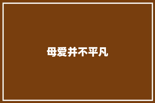 母爱并不平凡