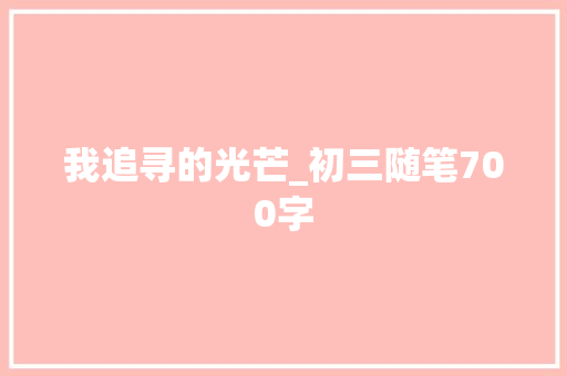 我追寻的光芒_初三随笔700字