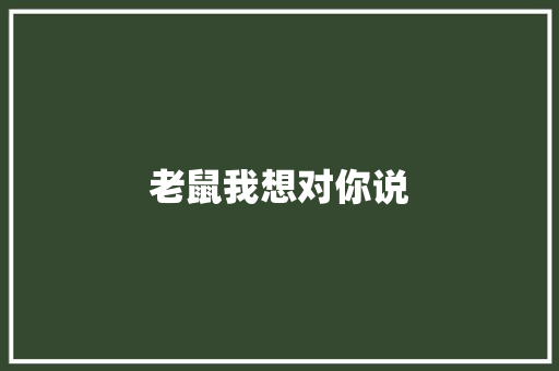 老鼠我想对你说