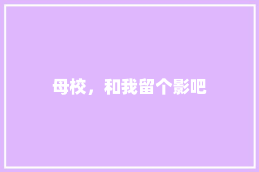 母校，和我留个影吧