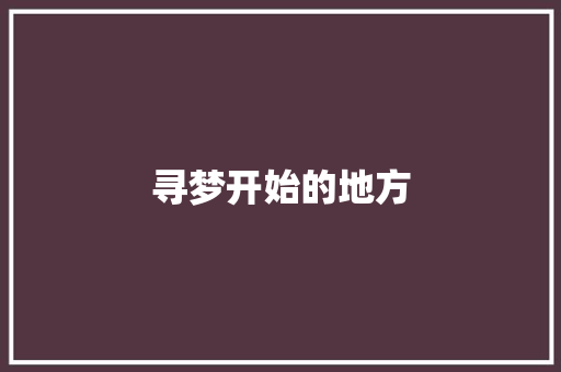 寻梦开始的地方