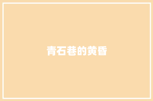 青石巷的黄昏