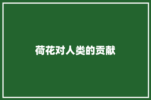 荷花对人类的贡献 知识百科