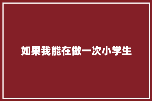 如果我能在做一次小学生