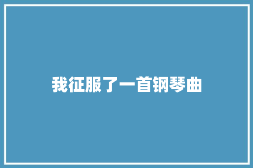 我征服了一首钢琴曲