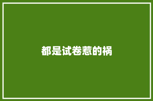 都是试卷惹的祸