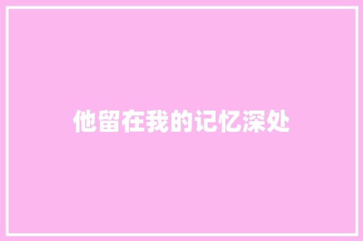 他留在我的记忆深处