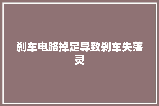 刹车电路掉足导致刹车失落灵