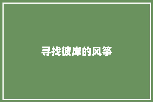 寻找彼岸的风筝 知识百科