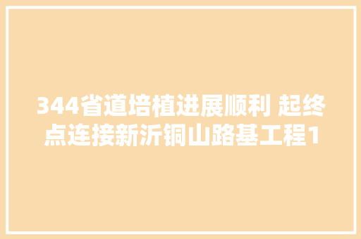 344省道培植进展顺利 起终点连接新沂铜山路基工程10月底完成 汽车知识