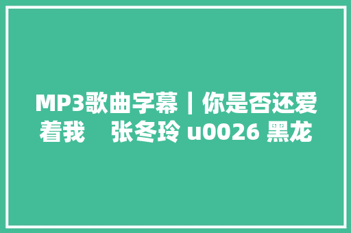 MP3歌曲字幕｜你是否还爱着我    张冬玲 u0026 黑龙
