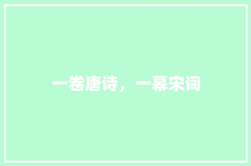 一卷唐诗，一幕宋词