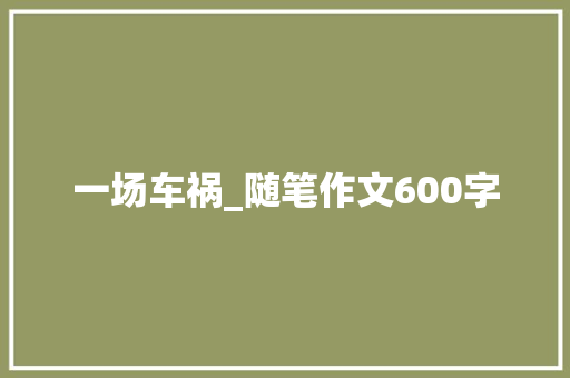 一场车祸_随笔作文600字
