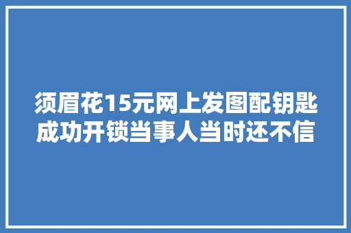 须眉花15元网上发图配钥匙成功开锁当事人当时还不信赖没想到真的能开锁觉得很厉害 汽车知识