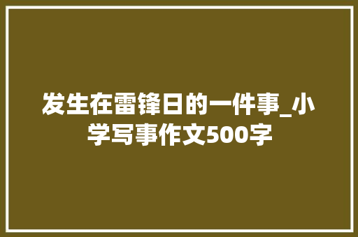 发生在雷锋日的一件事_小学写事作文500字