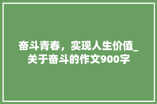 奋斗青春，实现人生价值_关于奋斗的作文900字