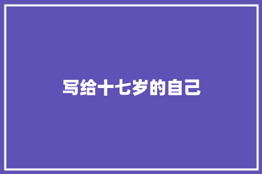写给十七岁的自己