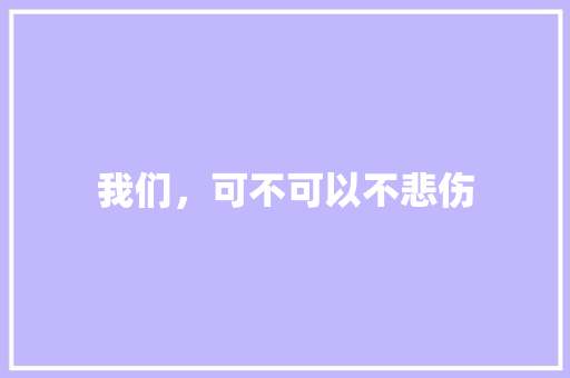 我们，可不可以不悲伤