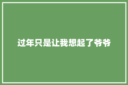 过年只是让我想起了爷爷