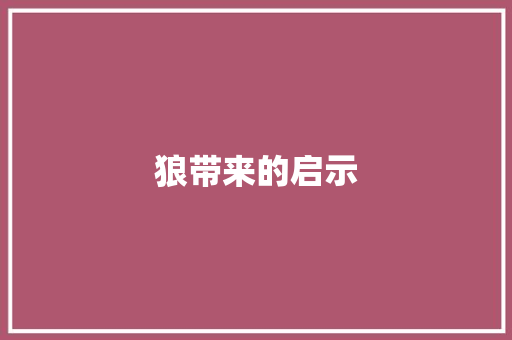 狼带来的启示