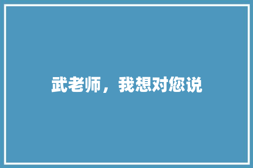 武老师，我想对您说