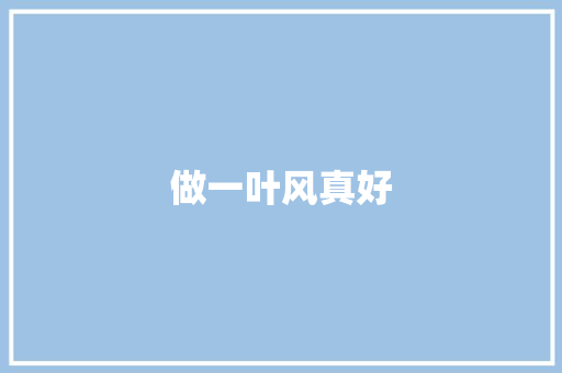 做一叶风真好