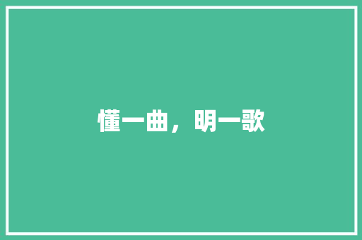懂一曲，明一歌