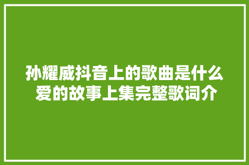 孙耀威抖音上的歌曲是什么 爱的故事上集完整歌词介绍